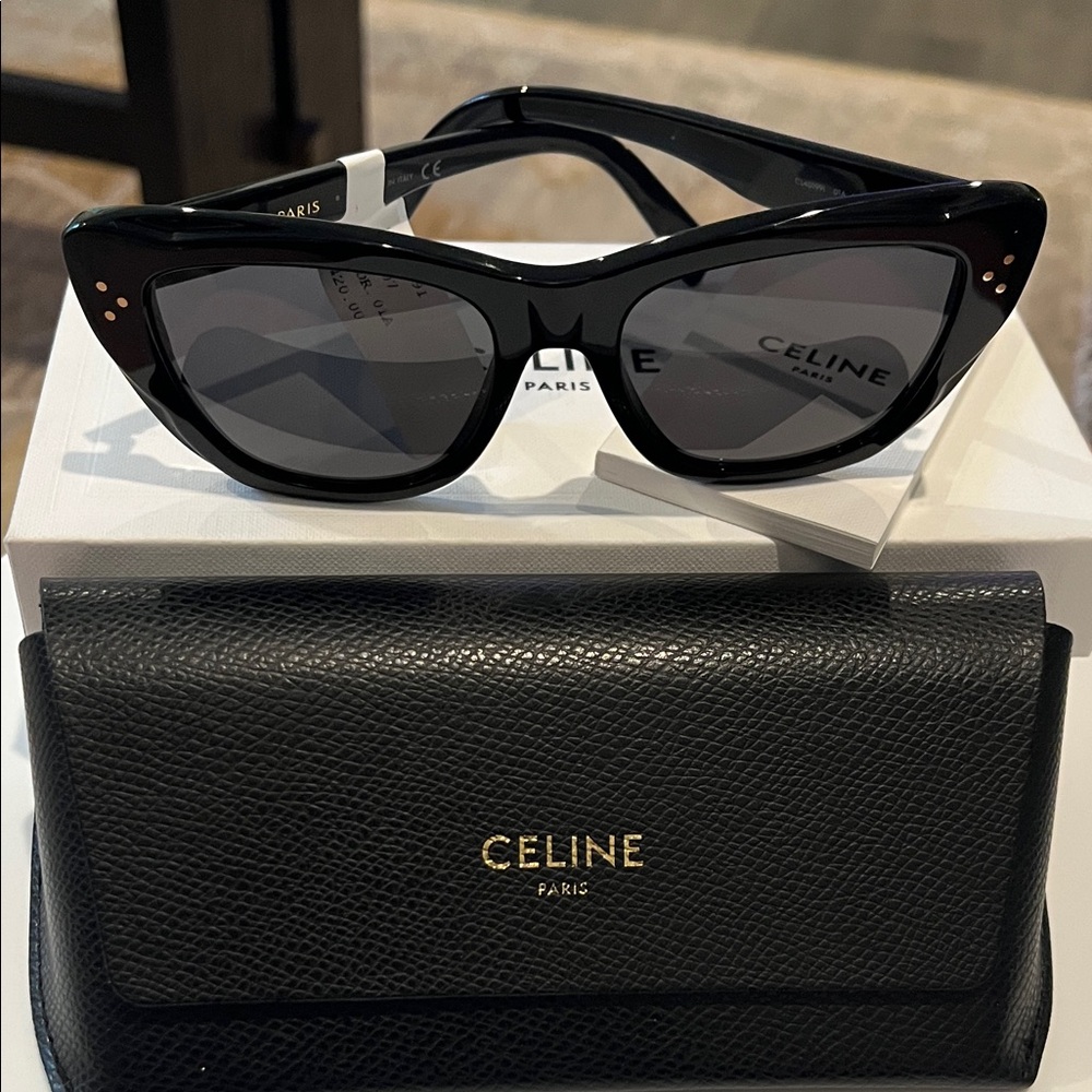 CELINE Black SUNGLASSES Gold Logo Cl401991